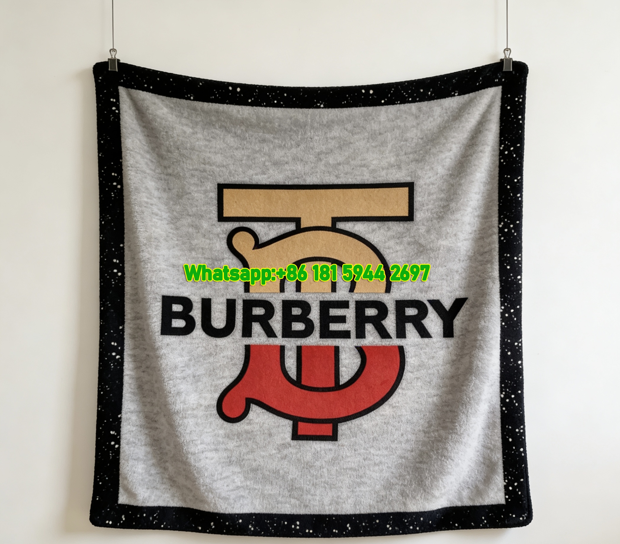 Burberry TB Monogram Flannel Throw Blanket B166